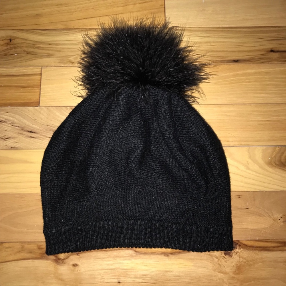 Kate Spade Black Pom-Pom hat